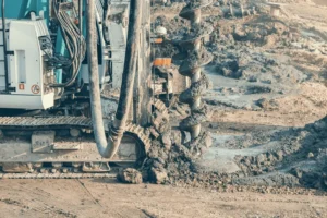 auger cast pile construction with CFA drilling rig