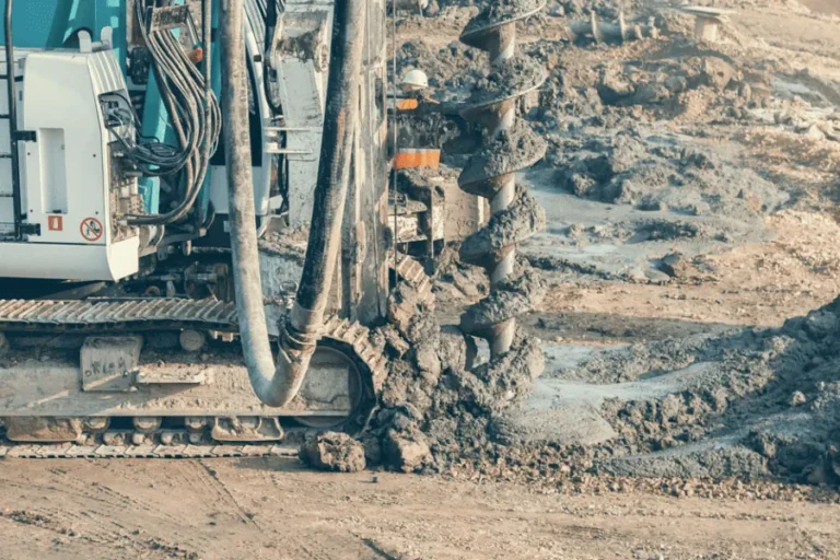 auger cast pile construction with CFA drilling rig